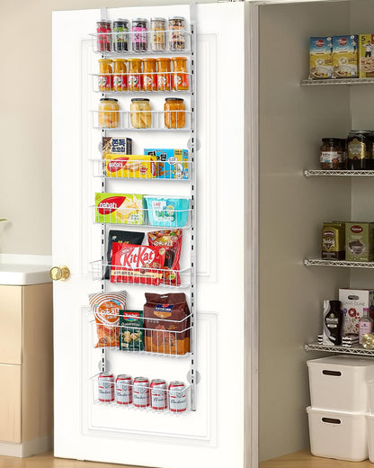VEVOR Estante de Almacenamiento para Colgar Puerta 8 Niveles Organizador de despensa para puerta 42 x 18 x 164 cm Estante de Especias Colgante de Acero para Hogar, Cocina, Lavadero, Baño, Blanco
