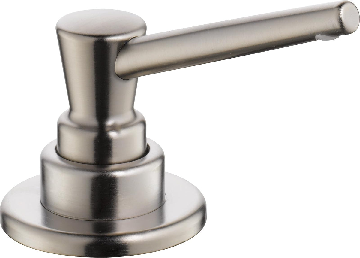 Delta Faucet - Dispensador de jabón y loción de níquel cepillado, dispensador de jabón para encimera, dispensador de jabón para montaje en cubierta de llenado superior, acero inoxidable RP1001SS