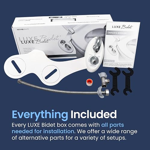 LUXE Bidet NEO 180 - Accesorio de Bidé para Asiento de Inodoro, Blanco | No Eléctrico, 2 Boquillas, Autolimpiante, Presión de Agua Ajustable, Lavado Trasero/Femenino, con Palanca