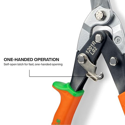 Klein Tools 1201R - Tijeras de metal, corte de aviación, curvatura derecha