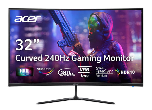 Acer Nitro ED320Q X2bmiipx Monitor Gamer Curvo de 31.5 Pulgadas | FHD 1920 x 1080, panel VA, 240 Hz, 1 ms, curva 1500R, AMD FreeSync Premium, HDMI y DisplayPort