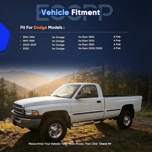 ECCPP Juego de Espejos Retrovisores Laterales Ajustables Manuales Negro para Dodge Ram 1500 94-02