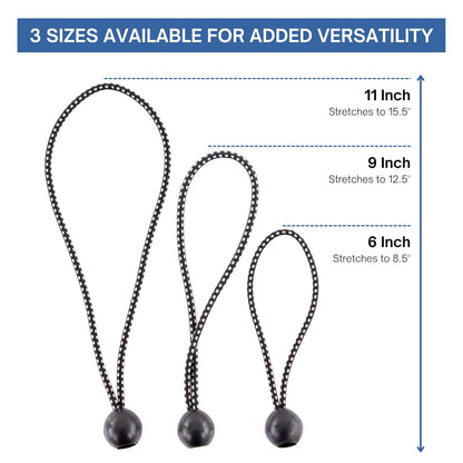 Kotap BB-6B - Cuerda elástica de Bola, Resistente y versátil, Negro, Paquete de 50