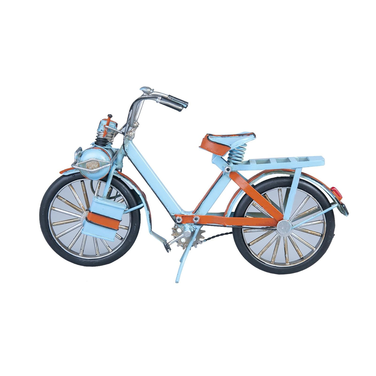 Running Bici | Estilo Vintage | Adornos de Escritorio | para Oficina y hogar | Bici a Escala | Azul y Naranja | 17 x 19 cm
