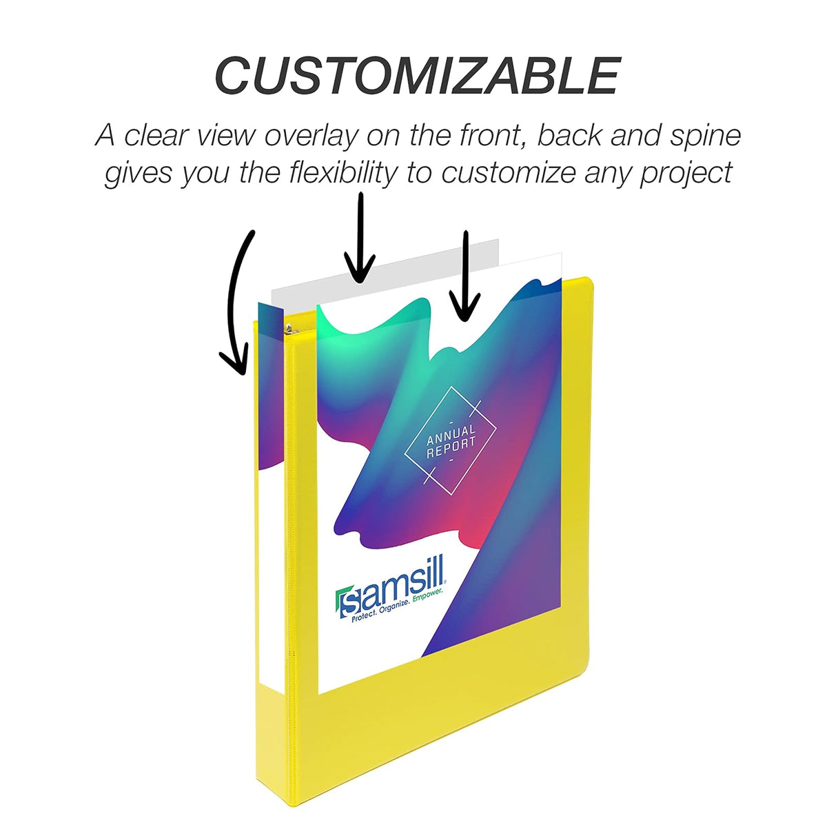 Samsill - Carpeta de 3 anillas duradera de 1 pulgada, fabricada en Estados Unidos, carpeta de anillos en D, tablero de aglomerado FSC 100% reciclado, amarillo, paquete de 4