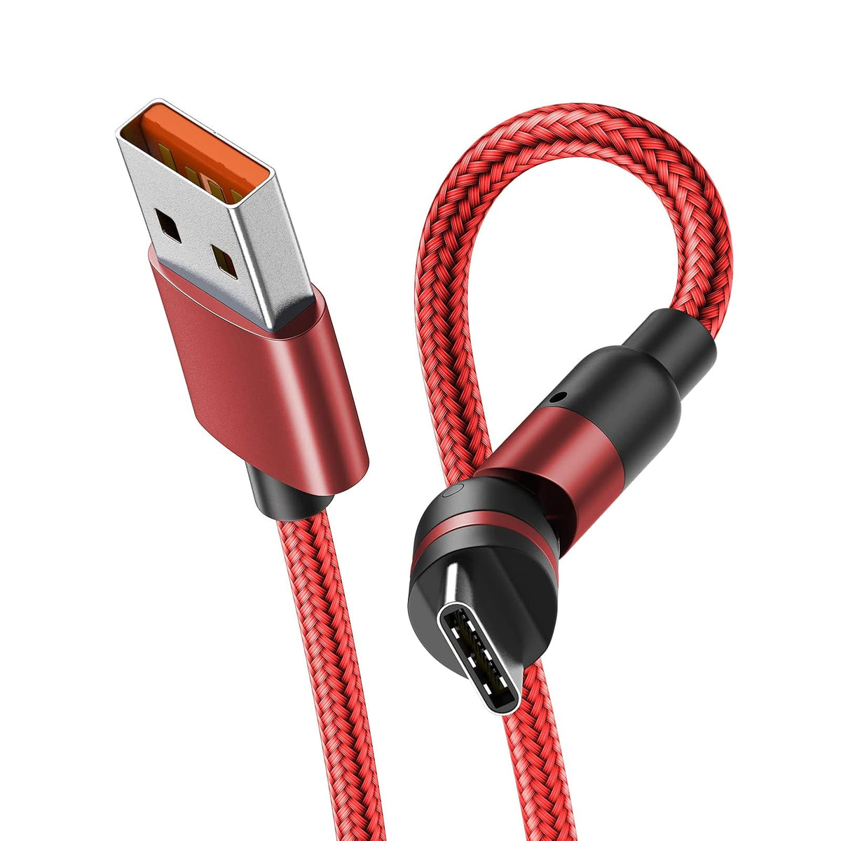 ORIbox Cable de Carga y Datos Ángulo 90 Grados - Rojo - 91,44cm - Tpye C