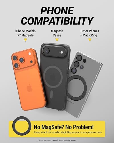 Scosche SMS1CD MagSafe - Soporte magnético Ajustable para teléfono Celular para Reproductor de CD de Automóvil, Compatible con iPhone 16, 15, 14, 13, 12 Pro MAX Mini Plus, Funda mag Safe y más con Anillo