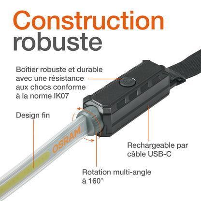 OSRAM LEDIL416 Lámpara de Inspección de Tira Flexible Recargable 5V, Negro