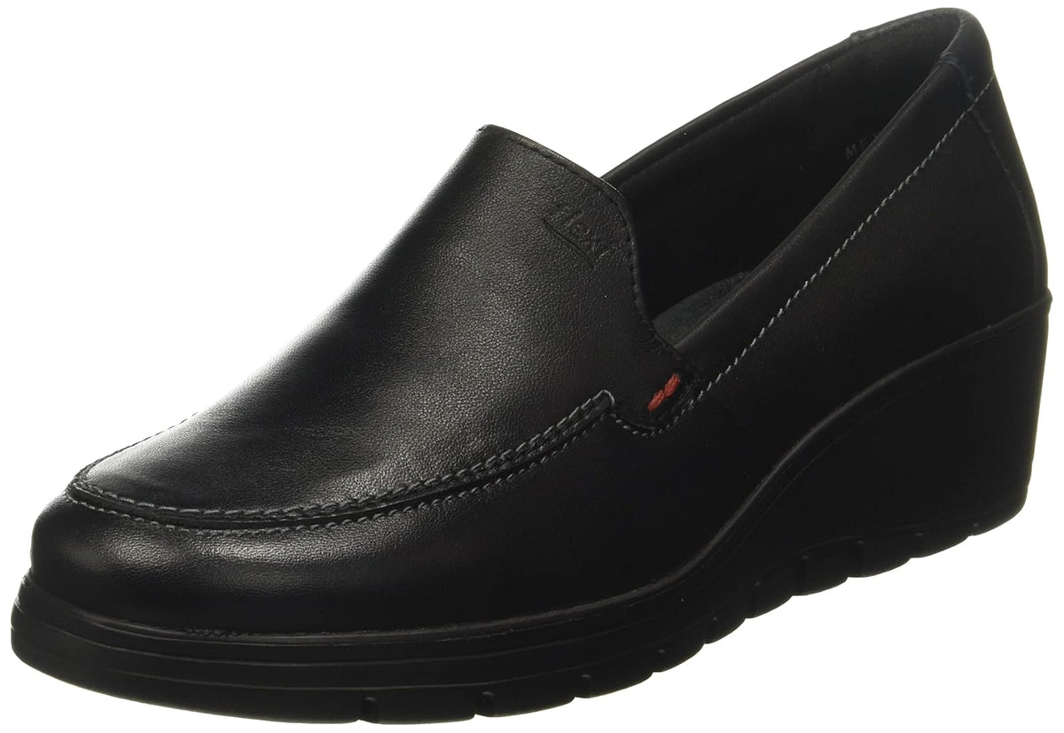 Flexi Mocasin para Mujer con Tacón Corrido de Piel Color Arena, Cómodo y Elegante 104806