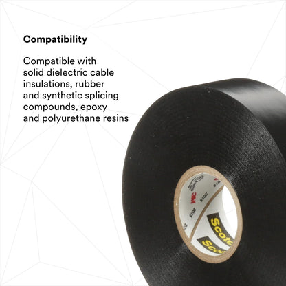 3M Scotch Cinta eléctrica de vinilo Super 88, 3/4 pulgadas x 40 pies, negro, 1 rollo, calcomanía de resina de goma, respaldo de PVC, cinta eléctrica resistente para todas las estaciones
