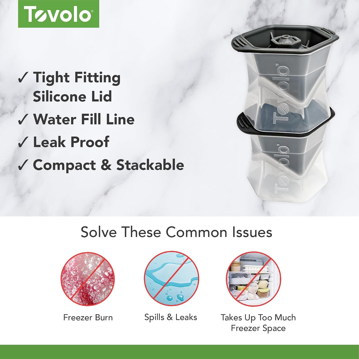 Tovolo Colossal Molde para cubos de hielo - Juego de 2