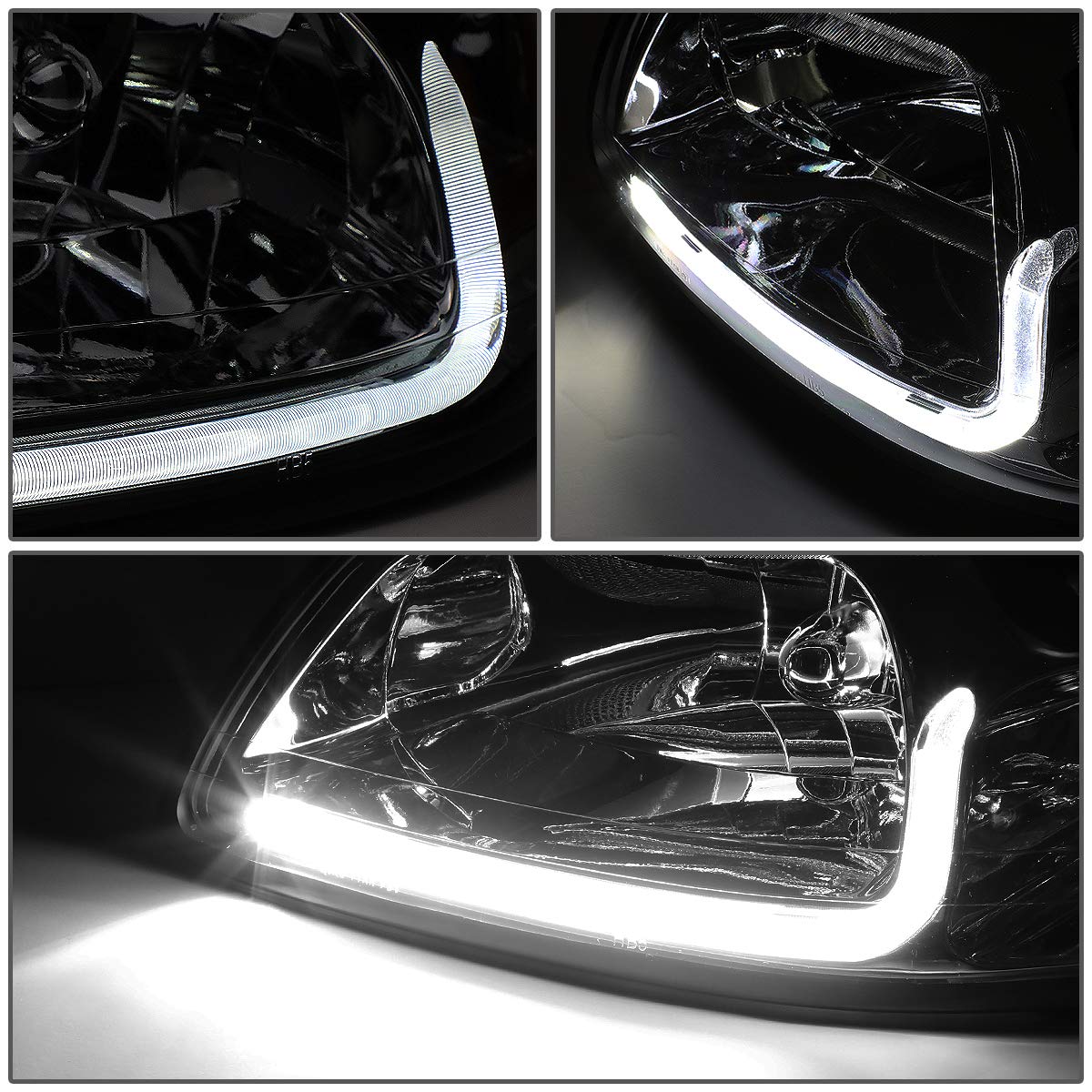 DNA Motoring Faros Delanteros LED DRL para Ford Mustang 99-04, Ámbar/Ahumado
