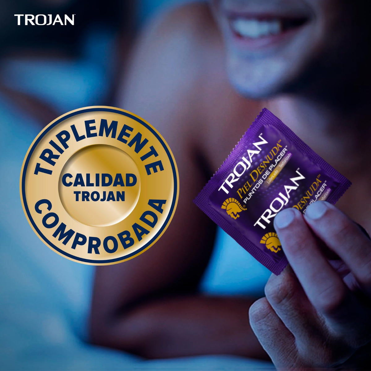 Trojan Condones Piel Desnuda Puntos de Placer Caja con 9 piezas. | Con Puntos Texturizados y Elevados, Lubricados para Mayor Estimulación. Con Látex de Primera Calidad.