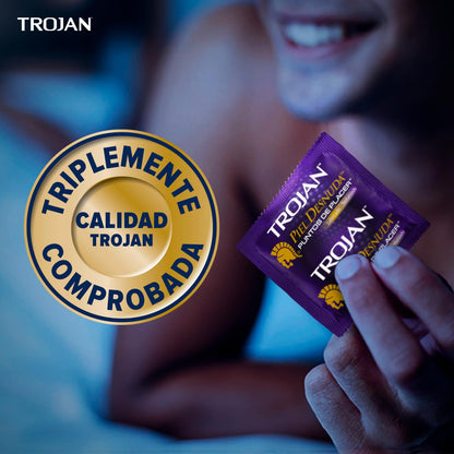 Trojan Condones Piel Desnuda Puntos de Placer Caja con 9 piezas. | Con Puntos Texturizados y Elevados, Lubricados para Mayor Estimulación. Con Látex de Primera Calidad.