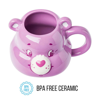 Silver Buffalo Care Bears - Taza esculpida 3D de cerámica con oso compartido, 20 onzas