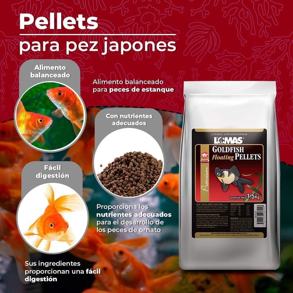 Lomas Mini Pellets para Pez Japonés 1.5 Kg | Alimento Flotante para Peces de Estanque y Goldfish Pequeños