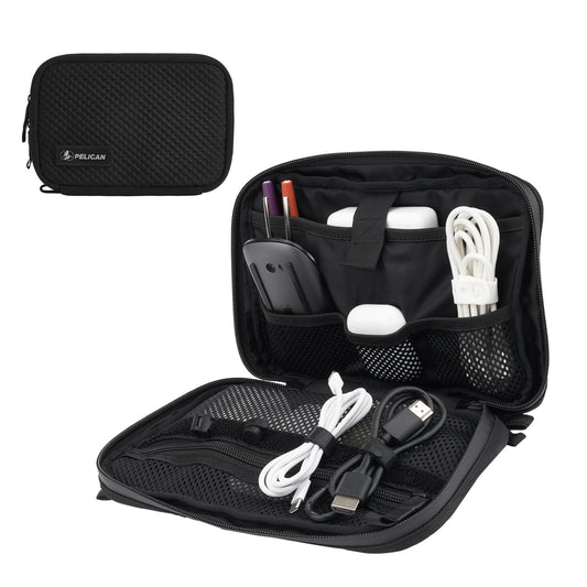 Pelican - Organizador electrónico de viaje, bolsa de tecnología portátil con múltiples bolsillos de malla de almacenamiento para cables, cargadores, batería, AirPods