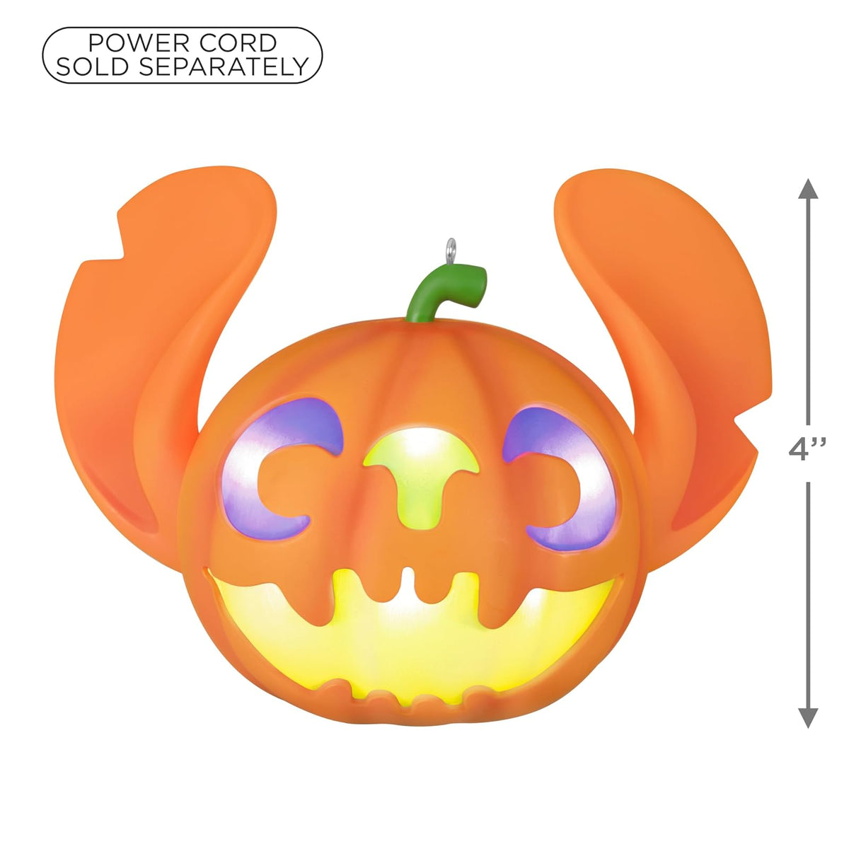 Hallmark - Adorno de Halloween 2025, Disney Lilo & Stitch Spooky Stitch Jack-o'-Lantern con luz, Regalos para Fans de Disney