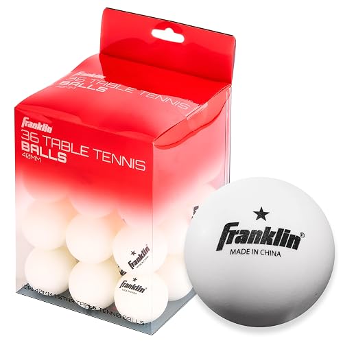Franklin Sports Pelotas de Tenis de Mesa - Tamaño y Peso Oficial, 40mm, Una Estrella, Profesionales, Duraderas y de Alto Rendimiento - Blancas - Paquete de 36