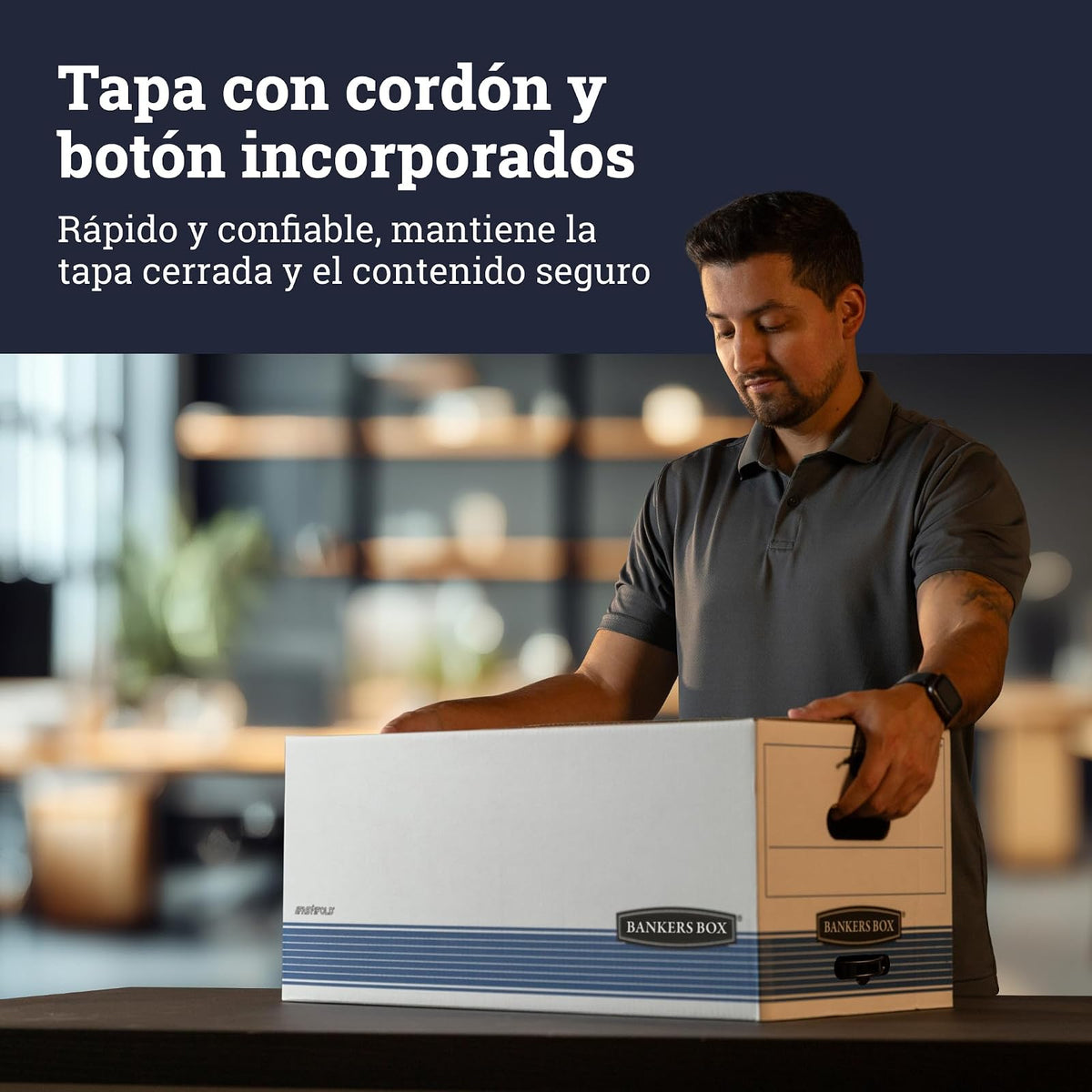 Bankers Box STOR/FILE Cajas de almacenamiento de servicio medio, plegado rápido, cuerda y botón, carta, caja de 12 unidades (00704)