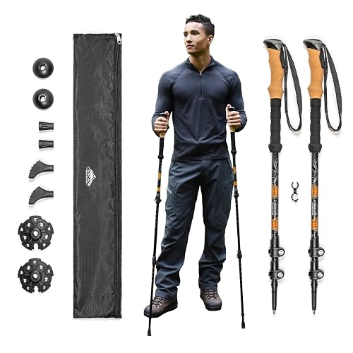 Bastones de Trekking Ajustables de Aluminio Cascade Mountain Tech, Ligero, Bloqueo rápido, bastón de Senderismo o Senderismo, 1 Juego (2 Polos)
