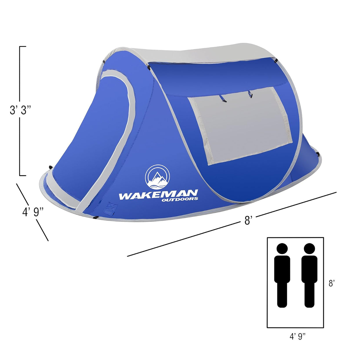 Wakeman Outdoor - Tienda de campaña desplegable para 2 Personas con Puerta de Doble Capa y Bolsa de Transporte, Resistente al Agua para Camping, Senderismo o Uso en la Playa