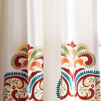Lush Decor Clara Cortinas con estampado de damasco cachemira, estilo bohemio, de oscurecimiento de la habitación, juego de panel para la sala, el comedor, la recámara (par), Moderno, Turquiosa y mandarina., Panel Pair 84" x 52", 1