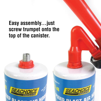 SEACHOICE - Bocina de Aire Reutilizable y respetuosa con el Medio Ambiente, 110 dB para Barco, Auto y Deportes