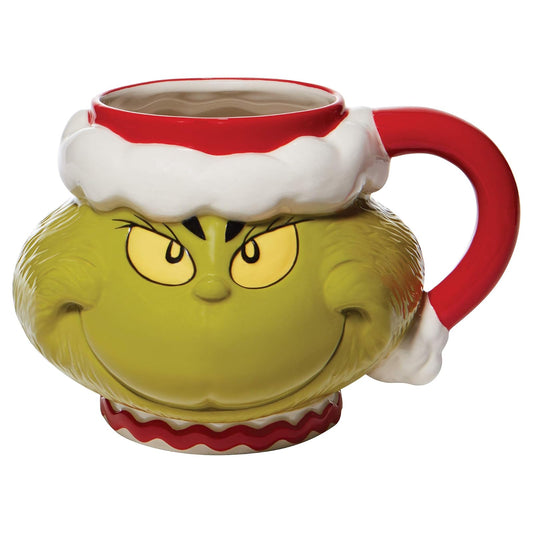 Department 56 Dr. Seuss Grinch Santa Face - Taza de café esculpida, 32 onzas, multicolor