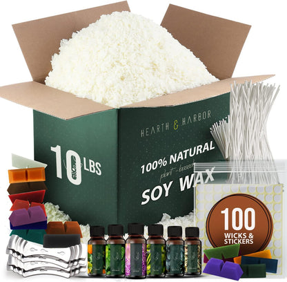 Hearth & Harbor Kit de Cera de Soya para Hacer Velas, 4.53 kg - premium de 4.53 kg - Multicolor