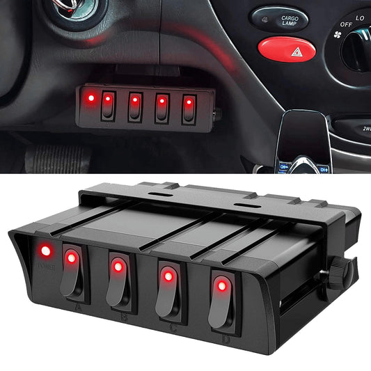 Nilight 90156A Panel de Interruptores Basculantes 4 Bandas SPST 12 V/24 V 20 A para Automóviles y Barcos