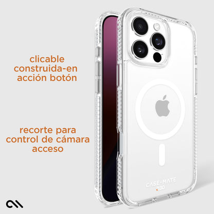 Case-Mate Funda magnética de D3O para iPhone 16 Pro Compatible con MagSafe, Resistente a Prueba de Golpes con protección contra caídas de 16 pies - Transparente