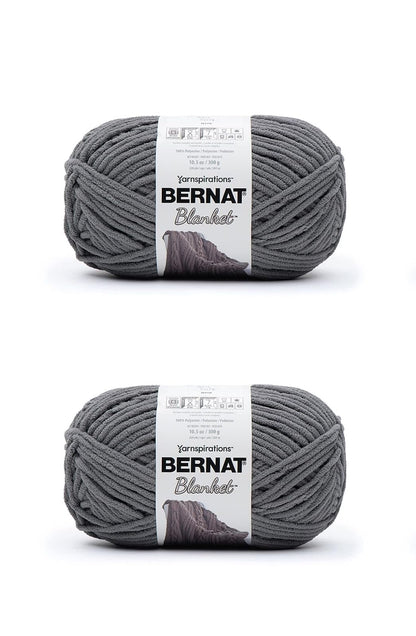 Bernat Blanket Estambre Chenille Súper Voluminoso, Paquete de 2 - Paquete de 2 - Gris Oscuro