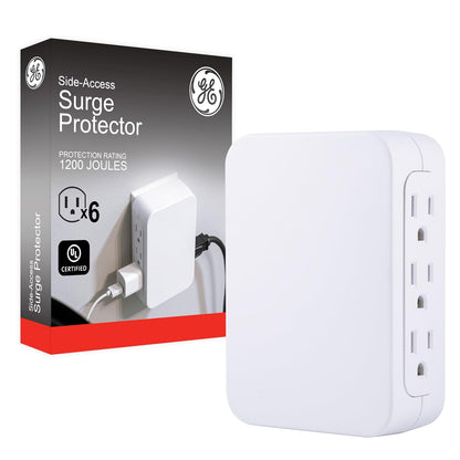 GE UltraPro Extensor de 6 Enchufes Giratorios, Supresor de Picos 980J - 6 salidas |1200 julios