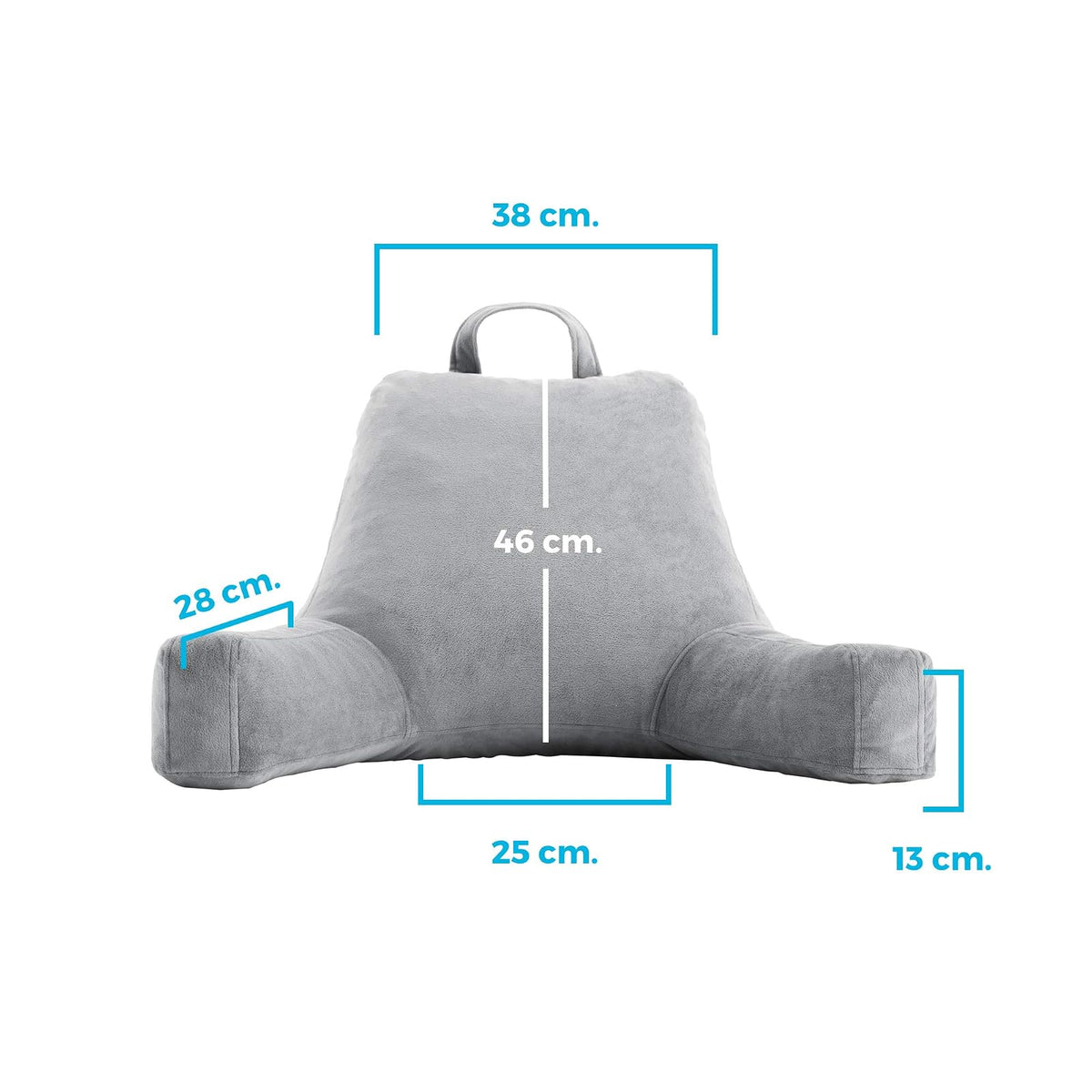 Linenspa - Almohada de Lectura con Memory Foam en Trozos - Cojín para Leer o Descansar - Soporte para Espalda - Para Niños o Adultos - Tamaño Estándar - Color Gris
