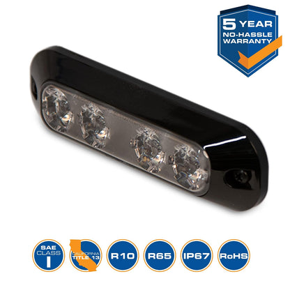 ECCO ED3704A Luz Direccional 4 LED Montaje en Superficie 12-24 VCC, Ámbar
