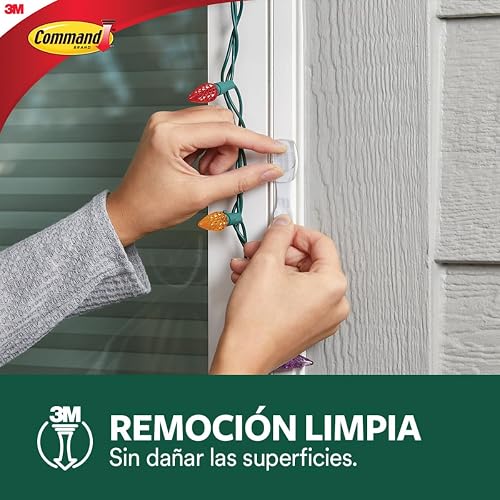 Command 3M Gancho Adhesivo sin dañar la superficie, Uso Exterior, Mediano, Transparente, 12 piezas