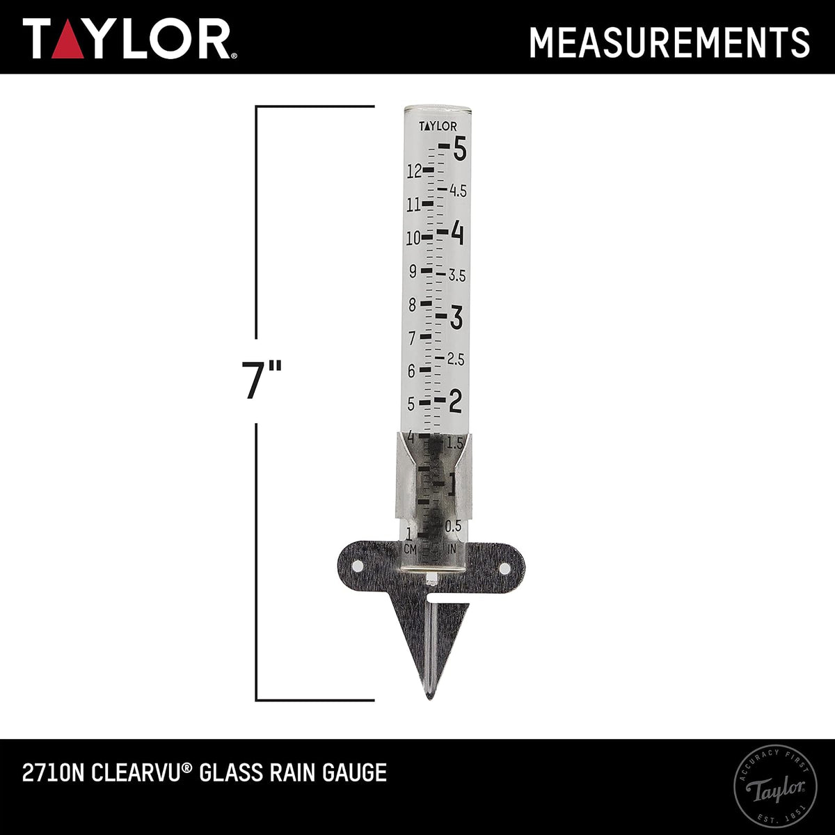 Taylor 2710N2 Medidor de lluvia montable, transparente, paquete de 2
