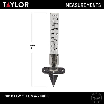 Taylor 2710N2 Medidor de lluvia montable, transparente, paquete de 2