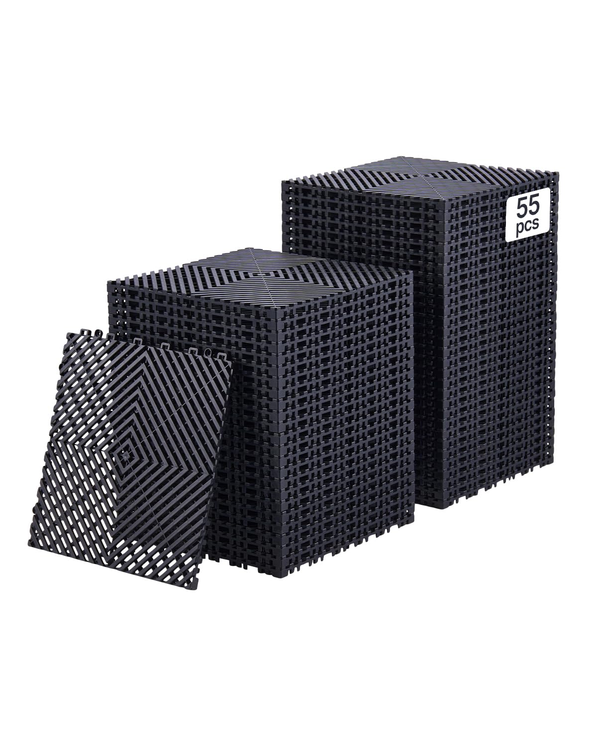 VEVOR Alfombrilla de Drenaje Entrelazada Antideslizante, 40 Piezas - Negro - 31L x 31An x 1.5E cm