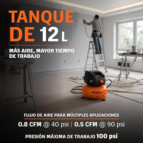 Truper COMP-12S, Compresor libre de aceite compacto 12L, 1 HP 127 V