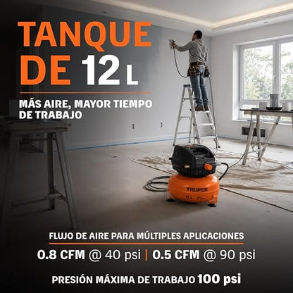 Truper COMP-12S, Compresor libre de aceite compacto 12L, 1 HP 127 V