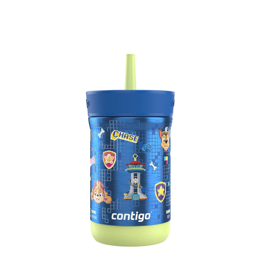 Contigo Leighton - Vaso de paja para niños con tapa a prueba de derrames, 12 onzas, frambuesa/azalea