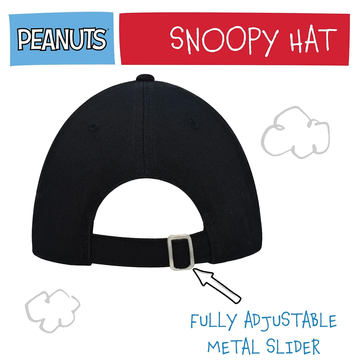 Concept One Peanuts Snoopy Dad Hat, Adult Adjustable Baseball Cap with Curved Brim