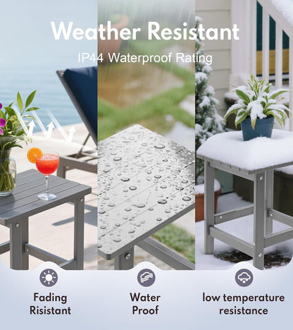 PASAMIC Adirondack - Mesa Auxiliar Cuadrada para Exteriores, Mesa Auxiliar de Polietileno de Alta Densidad, Resistente a la Intemperie para Patio, Patio, Piscina, compañero de Interior, Playa, fácil