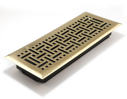 Accord AMFRPBB412 Floor Register with Wicker Design, 4-Inch x 12-Inch(Duct Opening Measurements), Polished Brass - Latón pulido - 4" x 12"