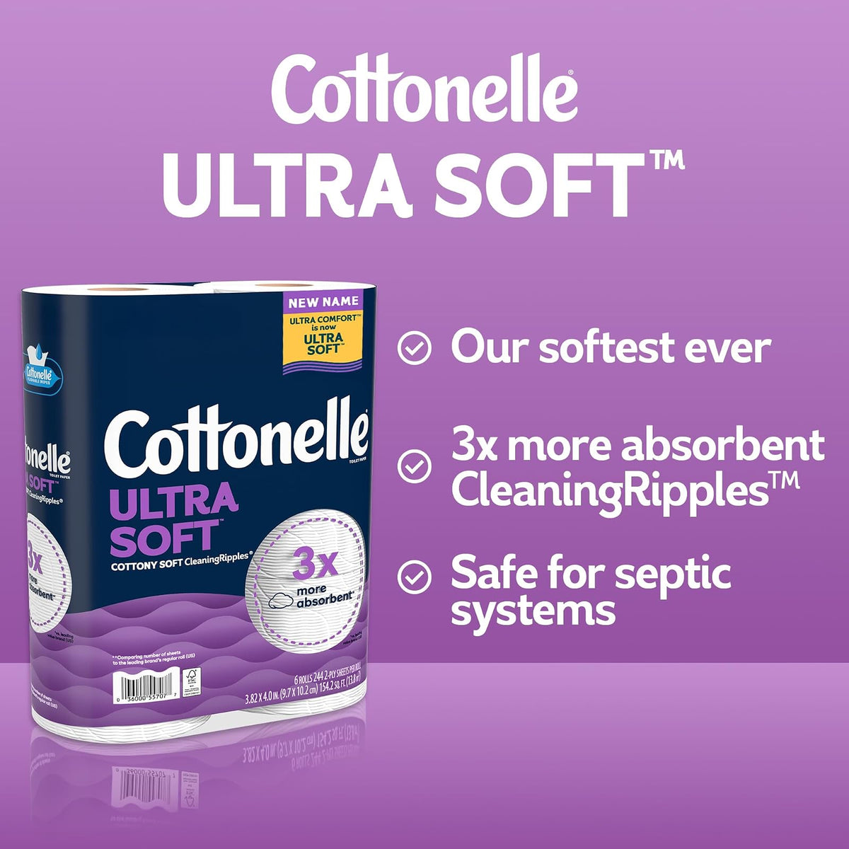 Cottonelle Ultra Comfort - Papel higiénico suave, 4 rollos mega = 16 rollos regulares