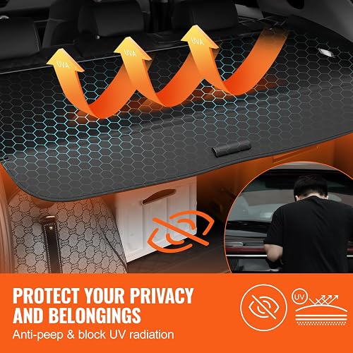 VEVOR Funda de Carga Retráctil Impermeable Mejorada de Maletero, Protección de Seguridad para Honda CRV 2023-2025 5 Plazas Resistente a los Rayos UV con Aleación Aluminio, PVC, Textura de Cuero