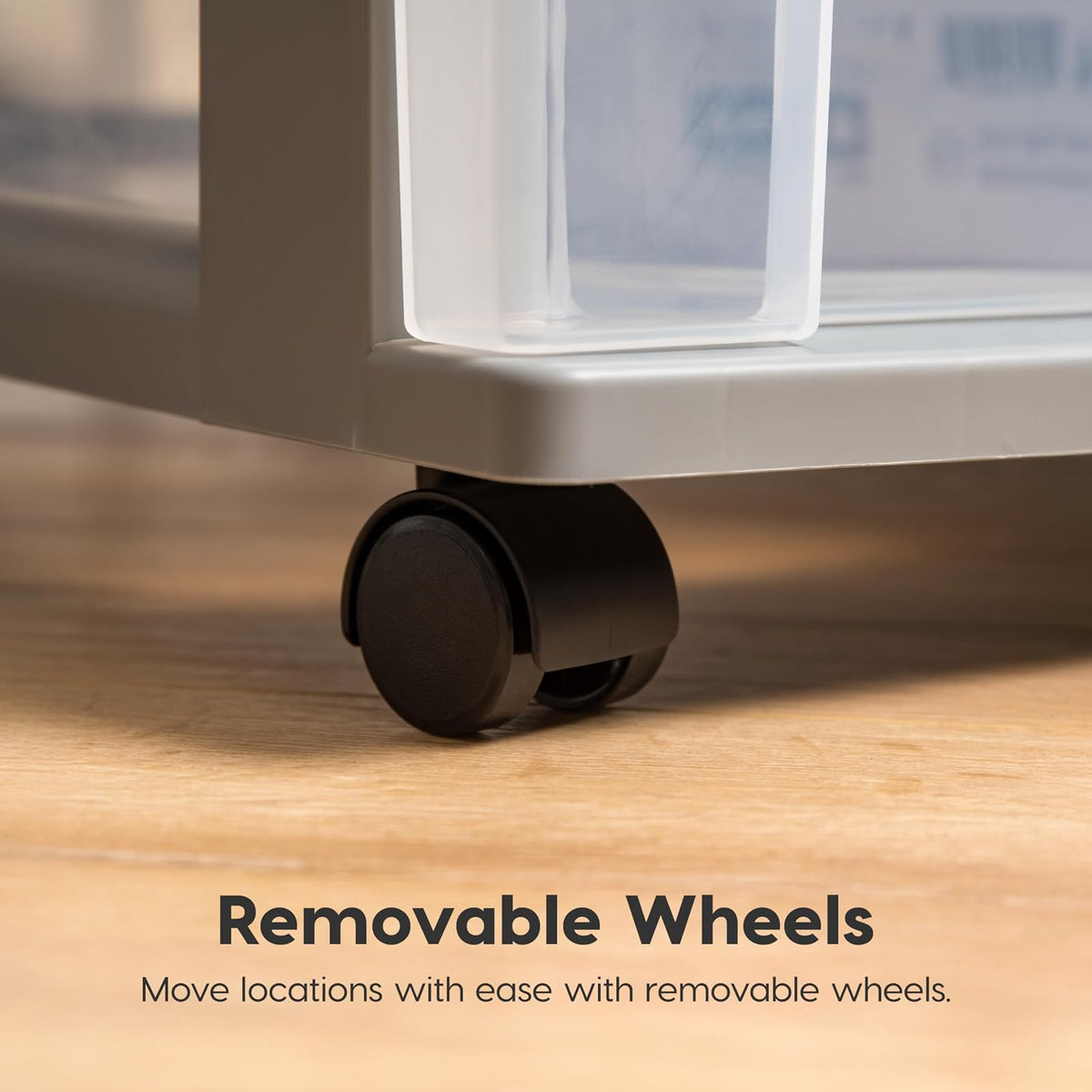 IRIS USA Carrito Organizador Ancho de 3 Cajones con Ruedas, Gris | Guarda ropa, toallas, artículos de oficina, manualidades y artículos del hogar con almacenamiento organizado
