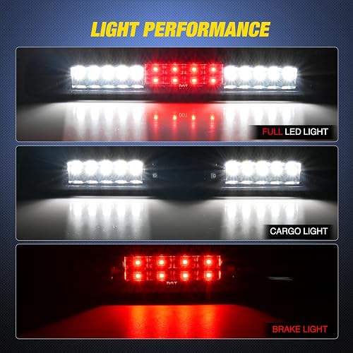 Nilight NA910 Luces LED de Tercera Parada para Chevrolet Silverado/GMC Sierra 1500/2500/3500 HD 2007 HD Classic, Lente Ahumada